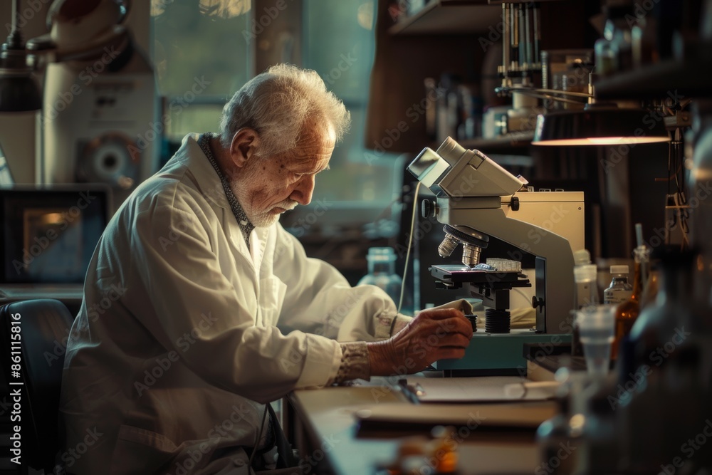 Researcher in a laboratory carrying out scientific research Researcher in a laboratory carrying out scientific research