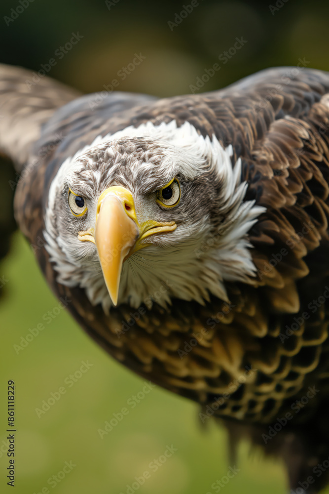 Majestic bald eagle spreading its wings and staring Majestic bald eagle spreading its wings and staring