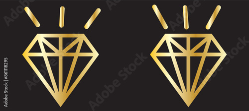 Diamonds in a flat style. Abstract black diamond icons. Linear outline sign. Vector icon logo design diamonds.