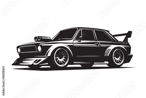 Vintage, Modern Car silhouette Illustration Artwork