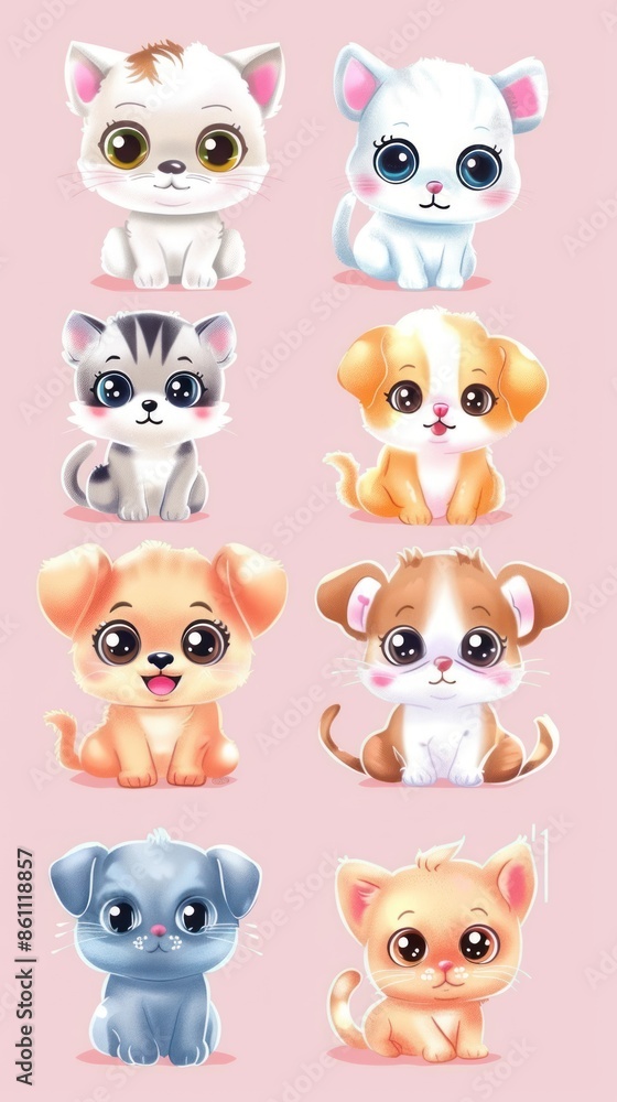 Fototapeta premium Cute Cartoon Animals Collection