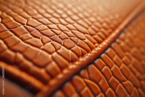 Close-up of brown crocodile leather with bumpy scales photo