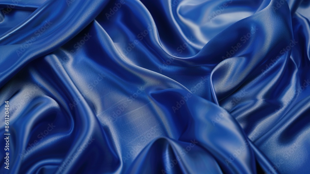 A smooth texture of silk fabric, with delicate folds and a shimmering surface in a rich, royal blue color, reflecting light softly. A smooth texture of silk fabric, with delicate folds and a shimmering surface in a rich, royal blue color, reflecting light softly.