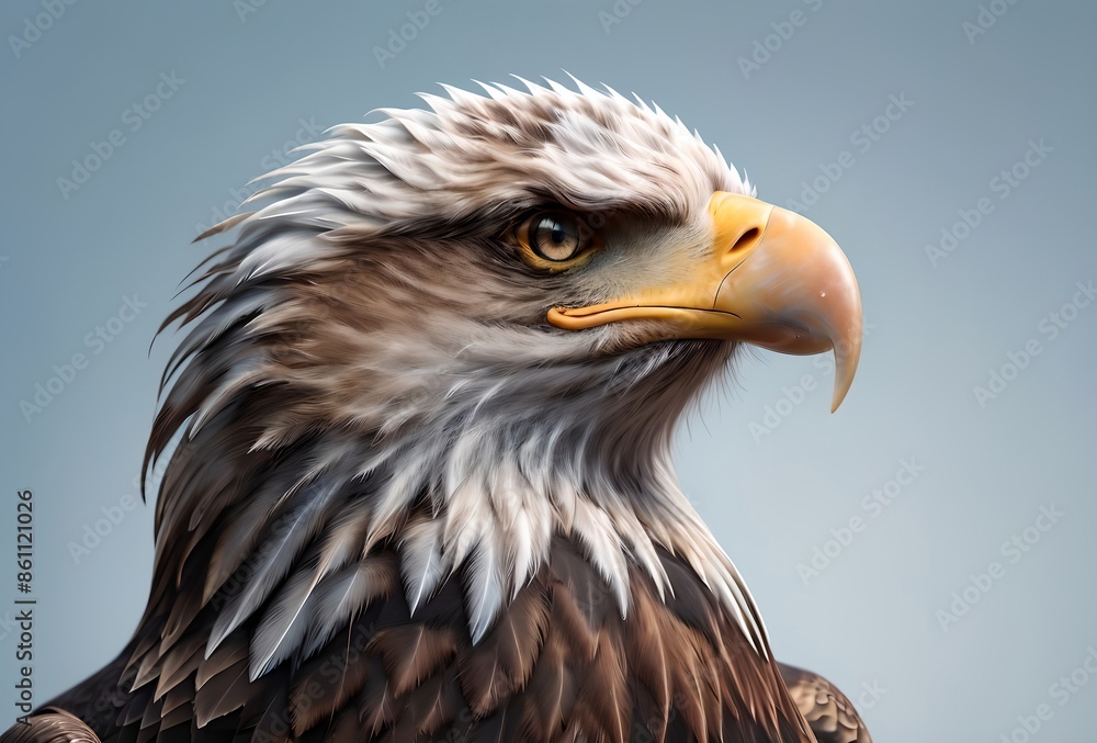 portrait of an eagle, isolated on a blue background portrait of an eagle, isolated on a blue background