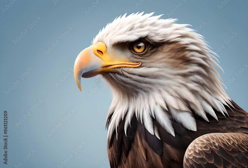 portrait of an eagle, isolated on a blue background portrait of an eagle, isolated on a blue background