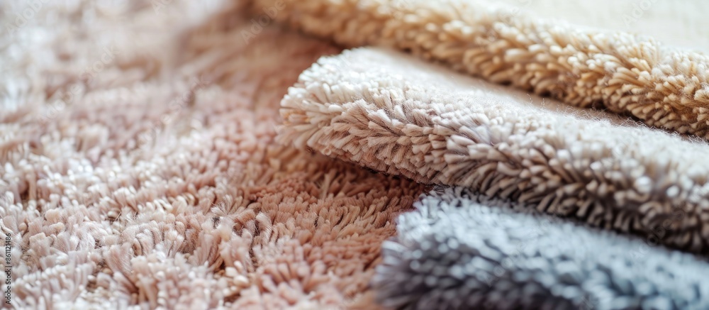 Compressed carpet is a raw material for the production of mattresses. pastel background. Copy space image. Place for adding text and design Compressed carpet is a raw material for the production of mattresses. pastel background. Copy space image. Place for adding text and design