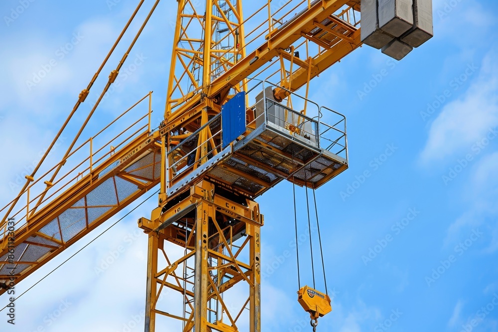 Building construction site with crane against blue sky Building construction site with crane against blue sky