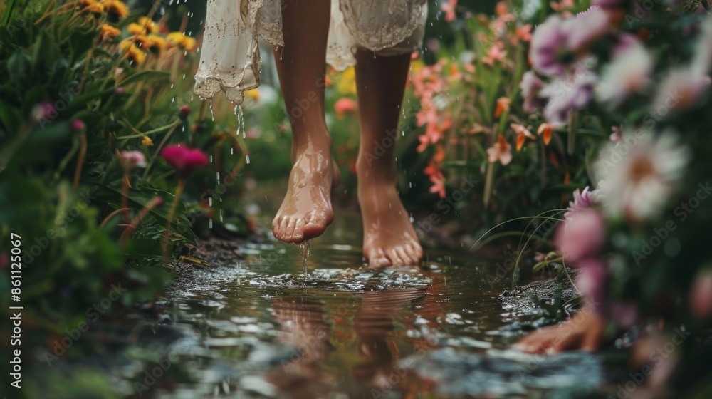 Relaxed Woman in a Lush Garden Setting Generative AI Relaxed Woman in a Lush Garden Setting Generative AI