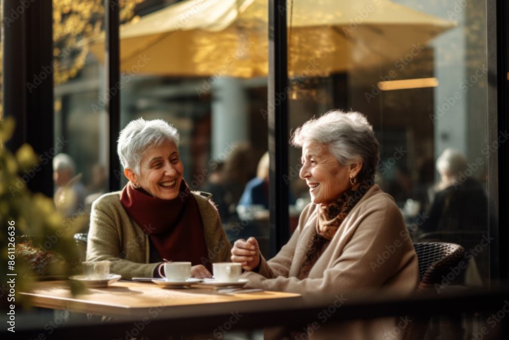 Joyful Senior Friends at a Café Joyful Senior Friends at a Café