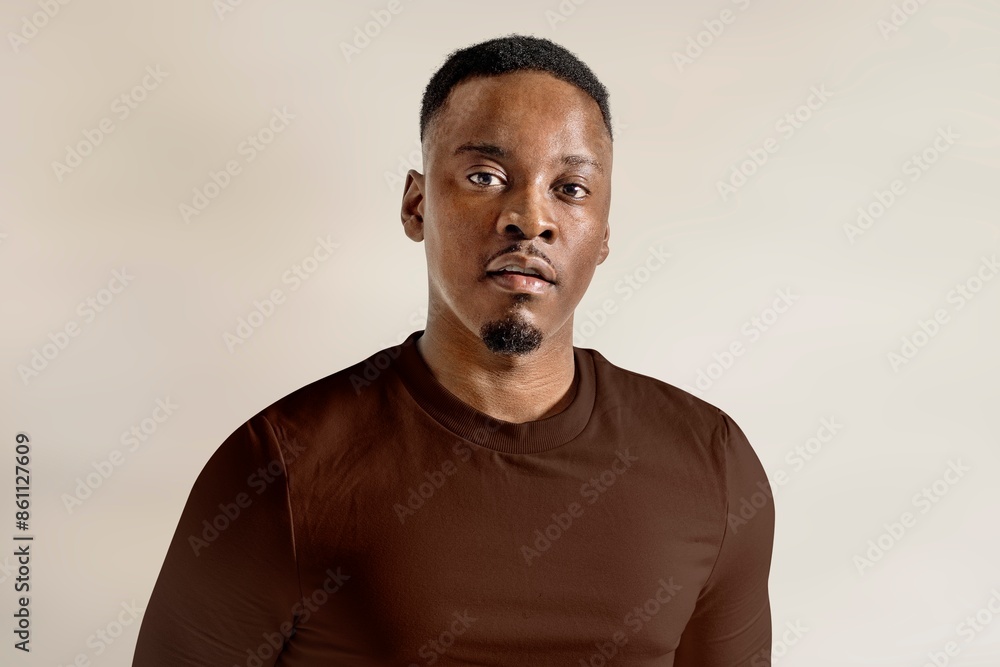 Man in brown long sleeve, autumn apparel fashion design Man in brown long sleeve, autumn apparel fashion design