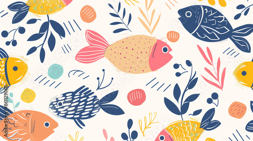 Doodle Fish Sea Ocean - Design Background - Design Packaging 3
