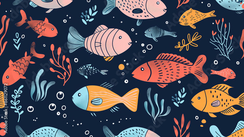 Doodle Fish Sea Ocean - Design Background - Design Packaging 4