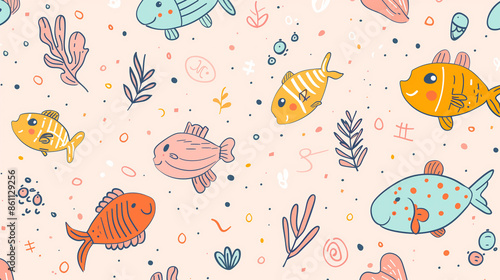 Doodle Fish Sea Ocean - Design Background - Design Packaging 2