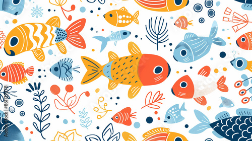Doodle Fish Sea Ocean - Design Background - Design Packaging 1