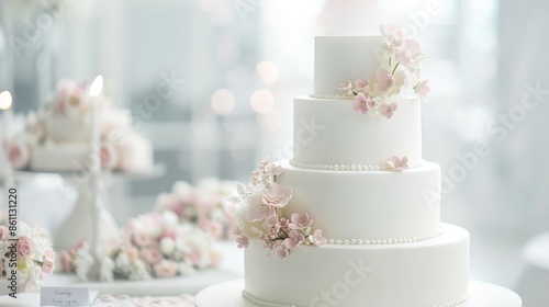 Elegant Three-Tier Wedding Cake for a Romantic Celebration Generative AI