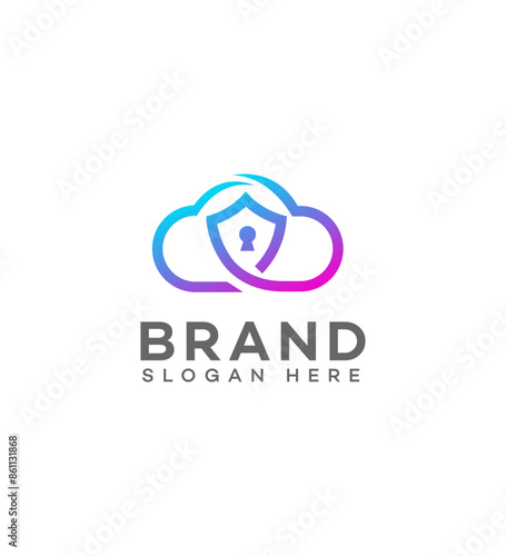 cloud security Logo Design Template. Use for Business and Branding Logos