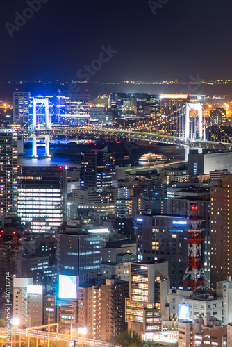 Wallpaper Mural 高層ビルから眺めるレインボーブリッジの美しい夜景Beautiful night view of Rainbow Bridge from a skyscraper Torontodigital.ca