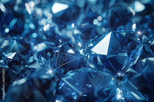 A close up of a bunch of blue diamonds