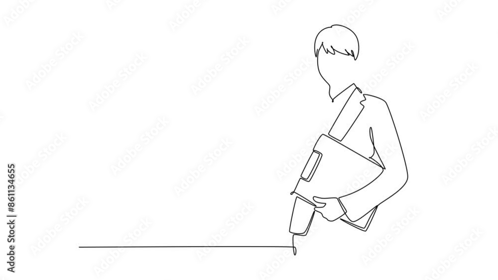 Real estate market concept. Single line draw design. Full length animation illustration. High quality 4k footage Real estate market concept. Single line draw design. Full length animation illustration. High quality 4k footage