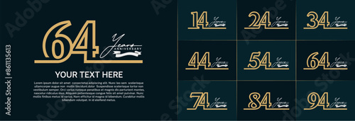 anniversary logotype set vector, brown line color for special day celebration