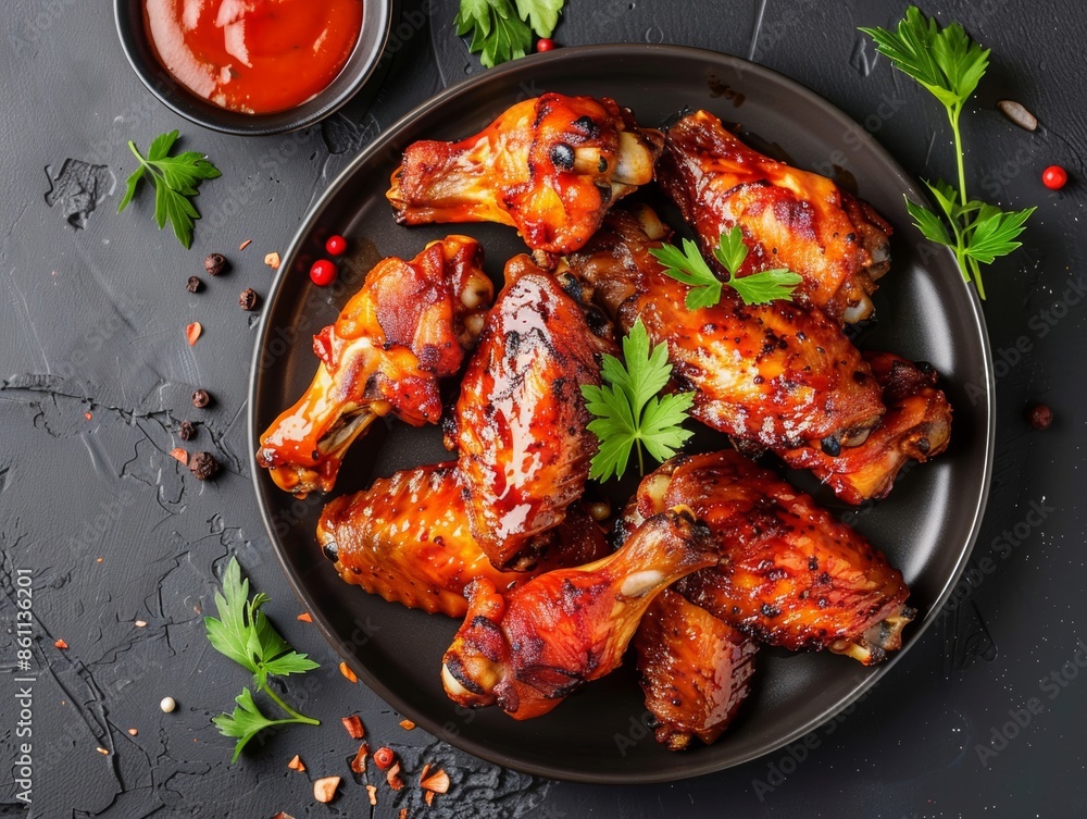 A mouth-watering plate of beautifully cooked chicken, perfect for food enthusiasts and chefs alike A mouth-watering plate of beautifully cooked chicken, perfect for food enthusiasts and chefs alike