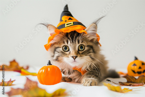 portrait of a cat in Halloween costume photo