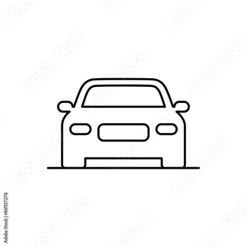 Car silhouette line icon. Front view. Vector illustration