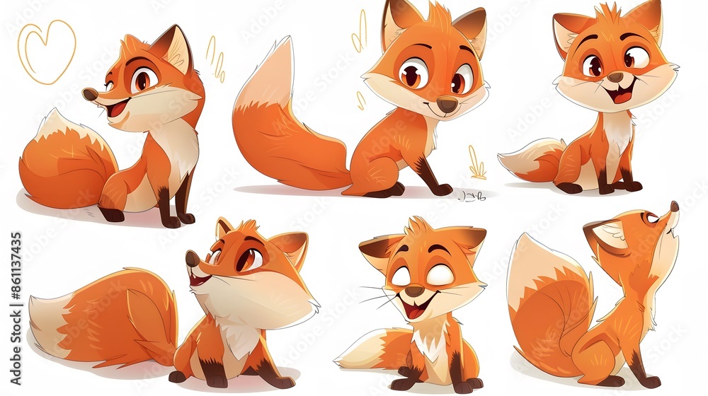 Obraz premium Cute fox cartoon. 