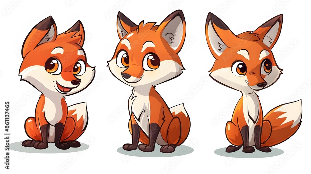 Fototapeta premium Cute fox cartoon. 