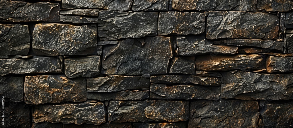 Fototapeta premium Stone Wall Construction Material. Copy space image. Place for adding text and design