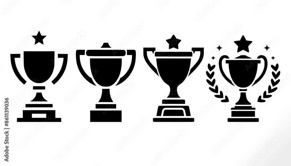 trophy icons set on white. vector trophy icons collection. (eps) trophy icons set on white. vector trophy icons collection. (eps)