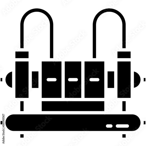 Chiller Icon. Cooling Air Pipe Pictogram Graphic Illustration. Isolated Simple Solid Icon For Infographic, App and Web Button.