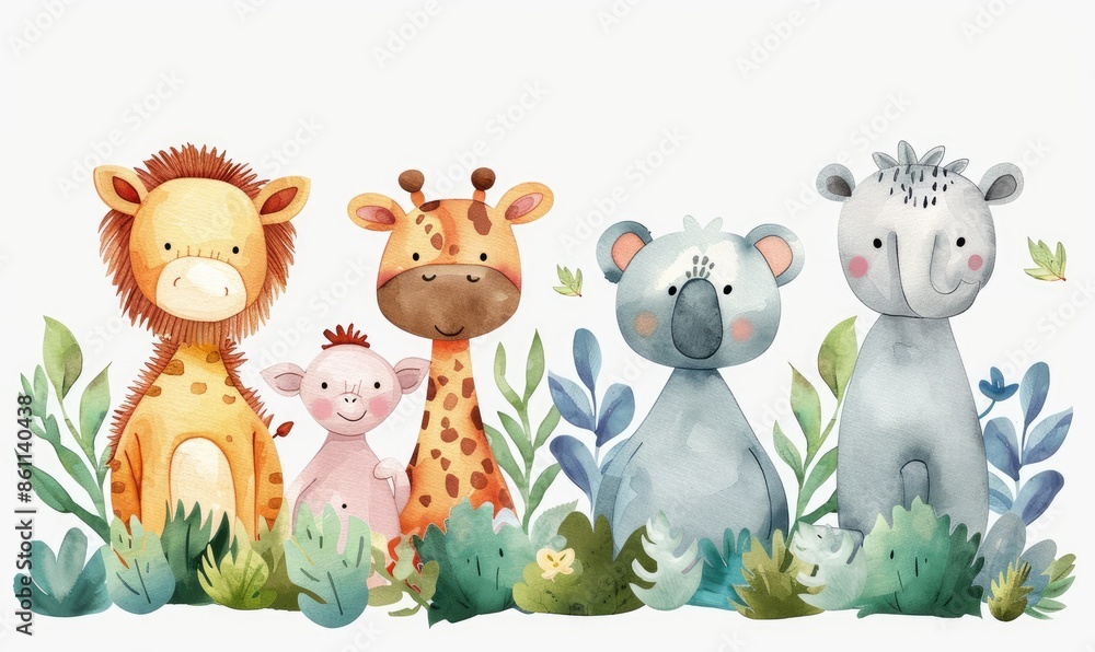 aquarelle animals in the forest aquarelle animals in the forest