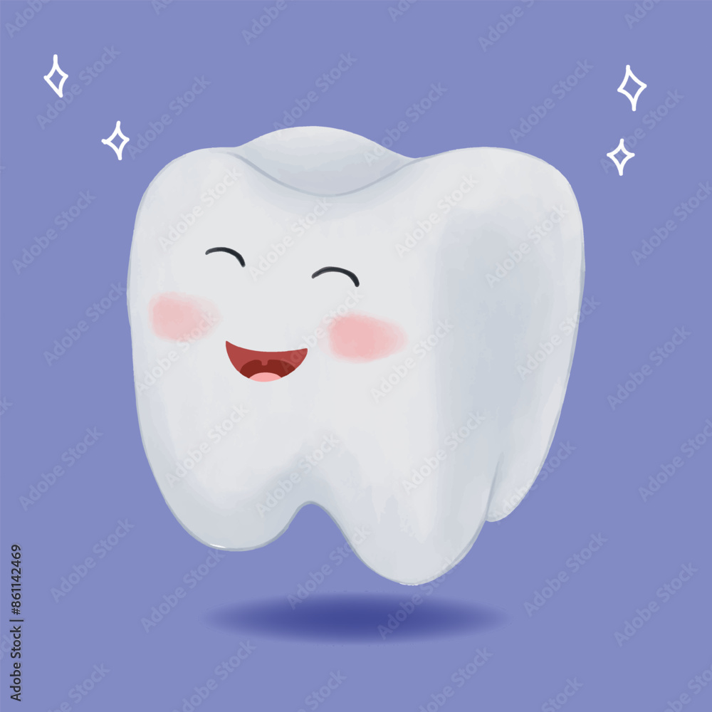 Happy and healthy Tooth in watercolor style. Happy and healthy Tooth in watercolor style.
