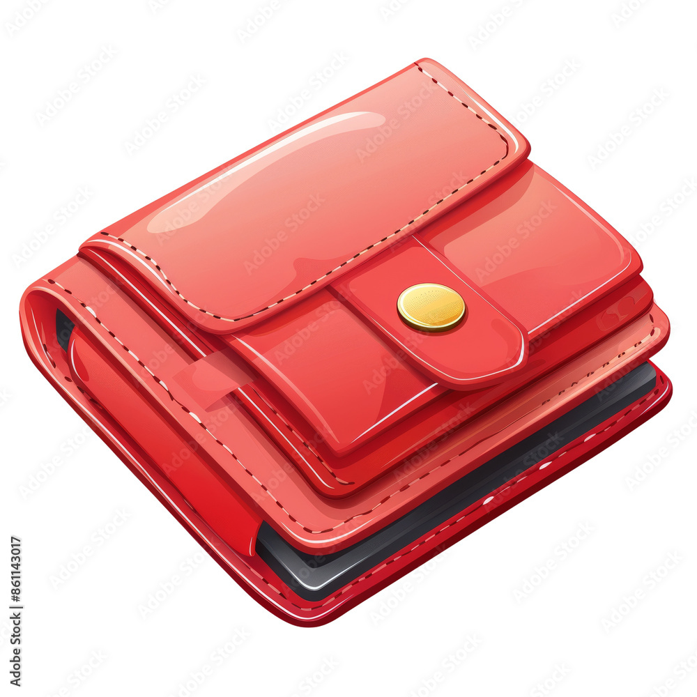 A glossy red wallet with cards inside, featuring a button closure. Ideal for finance, banking, and lifestyle-themed photos. A glossy red wallet with cards inside, featuring a button closure. Ideal for finance, banking, and lifestyle-themed photos.