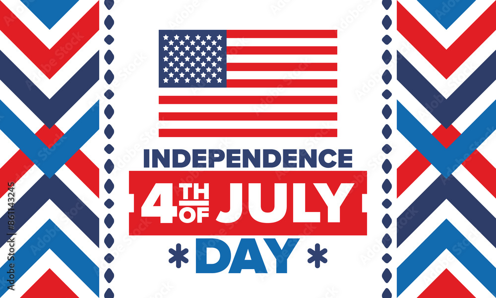 Independence Day in United States of America. The Fourth of July. Happy national holiday, celebrated annual in July 4. American flag. Country freedom day. Patriotic event design. Vector poster Independence Day in United States of America. The Fourth of July. Happy national holiday, celebrated annual in July 4. American flag. Country freedom day. Patriotic event design. Vector poster