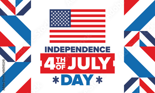 Independence Day in United States of America. The Fourth of July. Happy national holiday, celebrated annual in July 4. American flag. Country freedom day. Patriotic event design. Vector poster