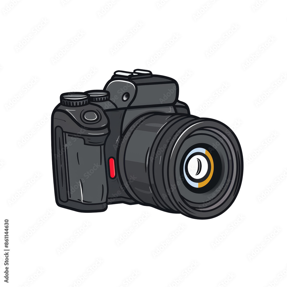 Illustration of a professional DSLR camera with a large zoom lens, capturing the essence of modern photography equipment. Illustration of a professional DSLR camera with a large zoom lens, capturing the essence of modern photography equipment.