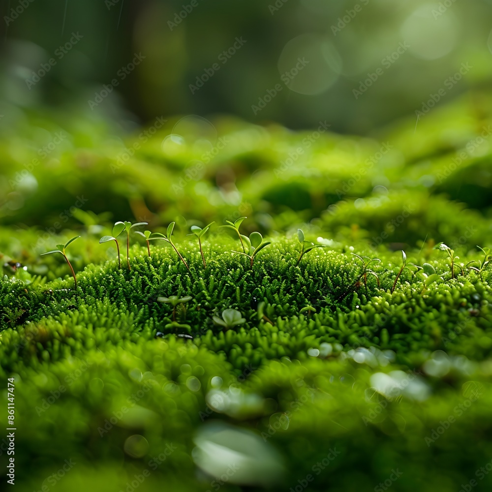 Lush Moss Covered Landscape with Vibrant Green Textures and Intricate Details in Macro Photography Lush Moss Covered Landscape with Vibrant Green Textures and Intricate Details in Macro Photography