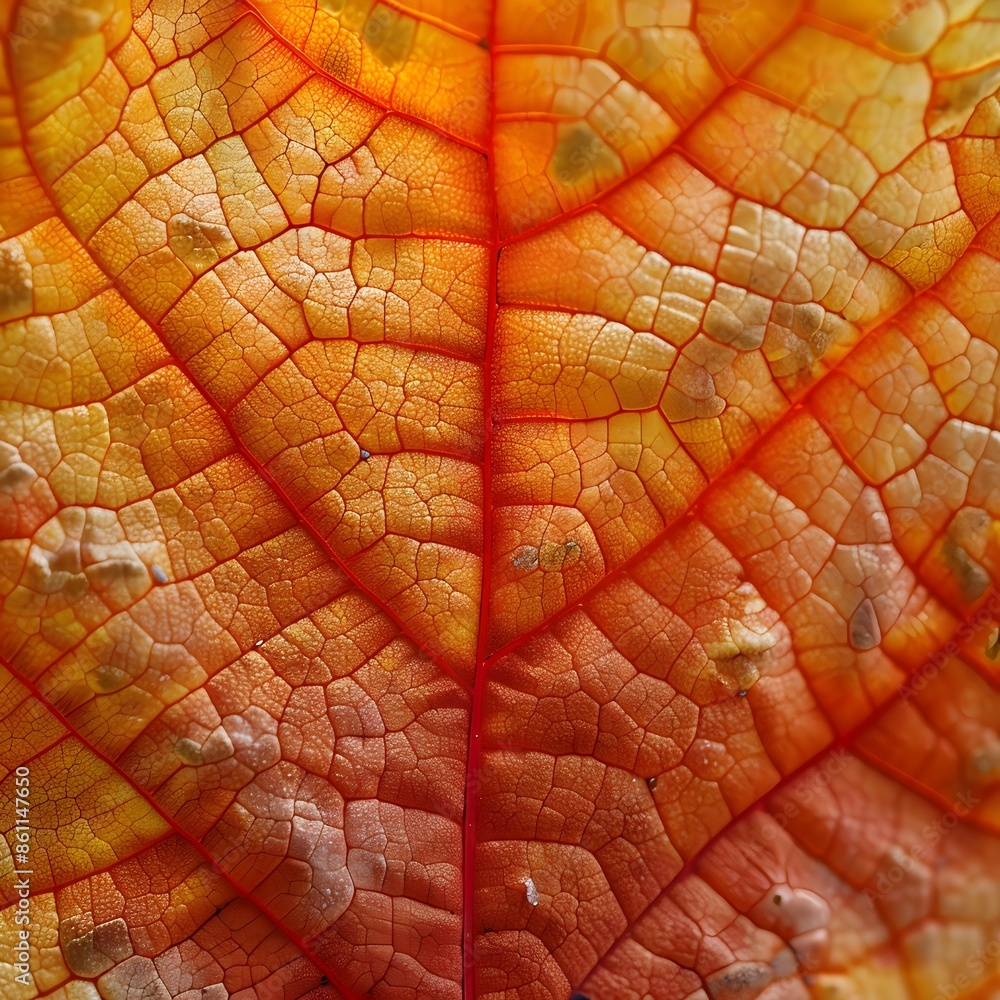Obraz premium Vibrant Autumn Leaf with Intricate Veins and Captivating Colors