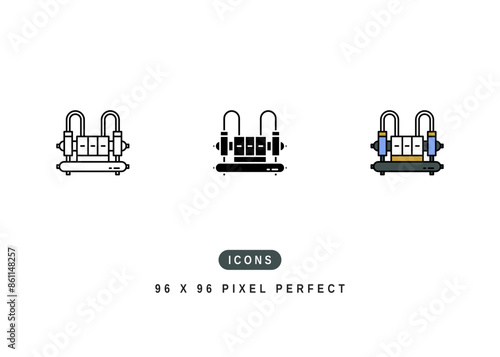 Chiller Icon. Cooling Air Pipe Pictogram Graphic Illustration. Isolated Simple Line Icon For Infographic, App and Web Button.