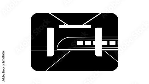 Subway platform emblem,  black isolate silhouette