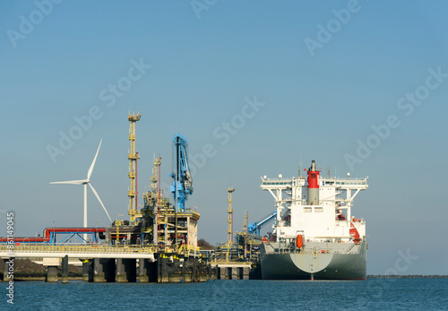 LNG ship tanker moored at harbor