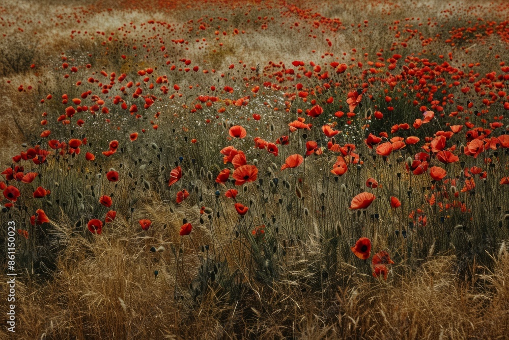 Fototapeta premium Field of red poppies.