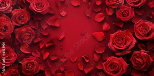 Fototapeta Naklejka Na Ścianę i Meble -  Beauty in Red. Elegant red rose petals background