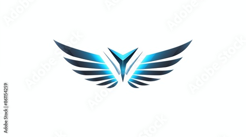 Free Download Abstract Blue Wings Logo Design with a Futuristic and Modern Emblem - GFXLoad