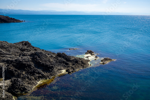 Fototapeta Naklejka Na Ścianę i Meble -  Cliffs in the Black Sea. View of Inceburun Coastal. The Northernmost Point of Turkey. Sinop, Turkey