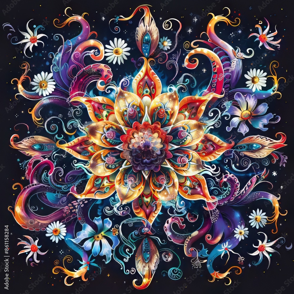 Symmetrical Floral With Snake Symmetrical Floral With Snake