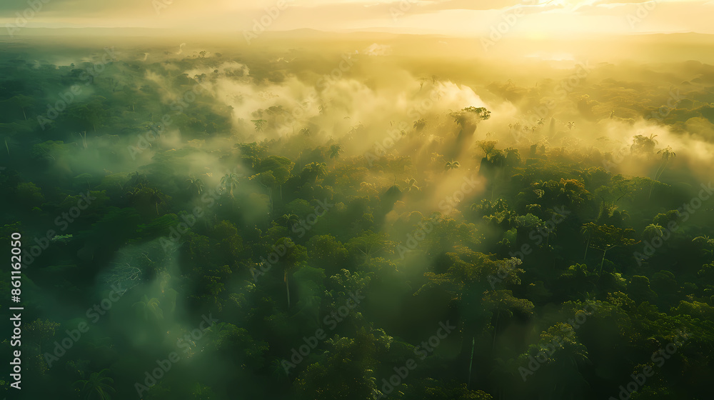 Naklejka premium Aerial view of dense tropical forest