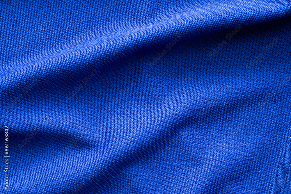 Fototapeta premium Blue sports clothing fabric football shirt jersey texture